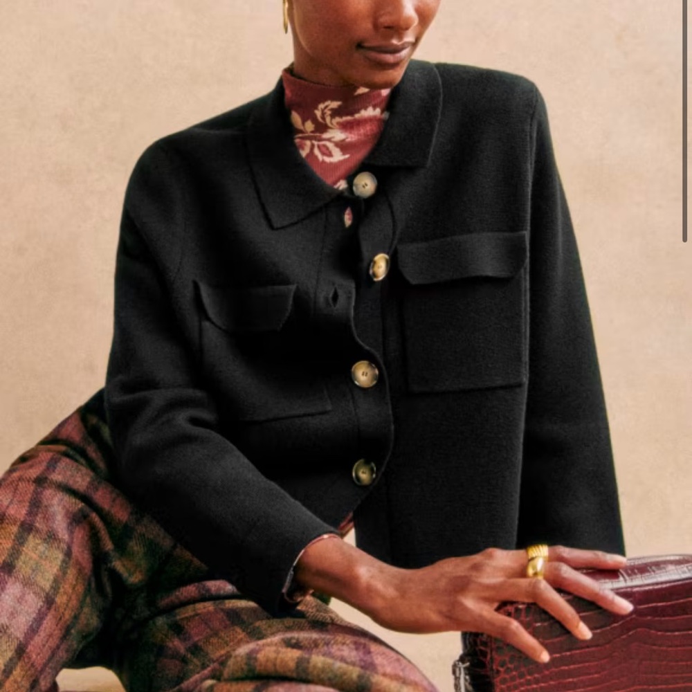 Sezane Black Blazer Classic Suit Jacket